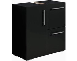 Luxe Wastafel Onderkast – Met Uitsparing – 2 Lades – Badkamer Kastje – Staand – Veel Opbergruimte – Modern Design – Zwart