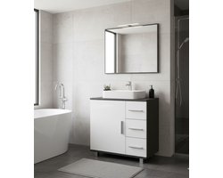 Luxe Wastafelkast “Ilias Deluxe” – Badkamer Onderkast met 3 Lades – Moderne Wastafelkast – Wit/Eiken – 60 cm – Badkamermeubel met Opbergruimte – Waterbestendig & Onderhoudsvriendelijk Design