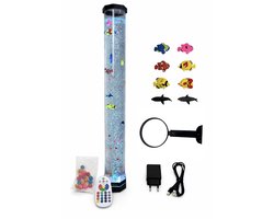 Luxe Water Bubbel Zuil (100 cm hoog) met LED Verlichting – Inclusief Zwemmende Visjes & Bolletjes en Muur bevestigings beugel.
