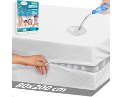 Luxe Waterdichte Matrashoes Met Rits - Matrasvernieuwer 80 x 200 cm - Anti Bedbug - Allergie, Huisstofmijt en Antibacteriële - 100% Waterdichte en Bedwantsbestendige Matrasbeschermer Molton - Ritssluiting - 80x200 cm