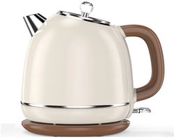 Luxe Waterkoker Retro | Japandi Stijl | 1,8L | Vintage | 1800W | RVS | Wit&Beige