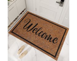 Luxe Welkom Deurmat - schoonloopmat– Slijtvaste Antislip Mat -Duurzaam en Stijlvol Polyester Ontwerp -48x81cm
