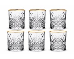 Luxe Whiskey Glazen met Gouden Rand - Set van 6 (240ml)