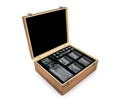 Luxe Whisky Set met Karaf, 4 Glazen & Koelstenen – 15-Delige Cadeauset in Houten Giftbox – 270ml Glazen & 750ml Karaf