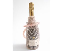 Luxe Wijnfles Tas met Handvat - Strass champagne houder – glinsterende fleshouder - wijn cadeau verpakking - Elastische fles Cadeau Tas – Draagbaar voor Feest, Picknick & Outdoor - portable bottle bag - gebruikebaar wijnfles draagtas