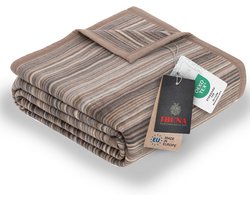 Luxe Wollen Plaid 150x200 cm - Zacht, Warm en Wasbaar - Gestreept in Bruin en Grijs