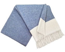 Luxe Wollen Plaid - VILNIUS (Merino - Kasjmier) - Lichtblauw (140x200cm)