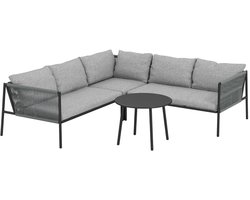 Luxe XXL Tuinset - 4-Delige Loungeset van Polyrattan - voor 6 personen - Tuinmeubelset - Hoekbank - Tuintafel - met Tafel, Zit- en Rugkussens - Ideaal voor tuin, balkon en terras - Hoeklounge - Zitgroep - Donkergrijs