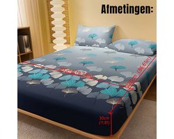 Luxe Zachte Hoeslaken Polyester - Zacht Comfortabel GINKGO-print - Zonder Kussenslopen - Voor Boxspring en Waterbed - 200 x 220 cm %%