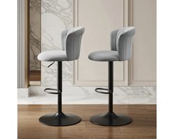 Luxe Zijdefluweel Barkruk Set van 2 – 360° Draaibaar en Verstelbaar – Ergonomische Keuken- en Eetkamerstoelen met Rugleuning – Modern Design – Vita Interior