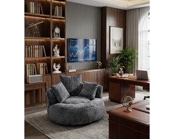 Luxe Zitzak Stoel – Comfortabele Lazy Sofa met Hoge Rug, Drie Kussens voor Volwassenen en Kinderen – Chenille Lounge Stoel voor Binnen & Buiten – Casual Accentstoel voor Woonkamer, Slaapkamer en Speelkamer – Grijs - Casa Serena