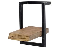 Luxe Zwevend Wandplank Hout - Muurplankje Zwevend (20 cm) - Wandplank Kinderkamer - Houten Wandplank Industrieel - Zwevende Boekenplank - Nachtkastje - Wandplanken Bruin - Muur Plank - Wandrek Hout met Zwart Metaal