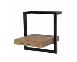 Luxe Zwevend Wandplank Hout - Muurplankje Zwevend (30 cm) - Wandplank Kinderkamer - Houten Wandplank Industrieel - Zwevende Boekenplank - Nachtkastje - Wandplanken Bruin - Muur Plank - Wandrek Hout met Zwart Metaal
