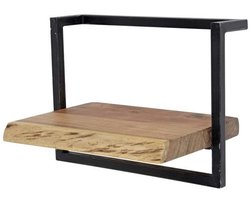 Luxe Zwevend Wandplank Hout - Muurplankje Zwevend (40 cm) - Wandplank Kinderkamer - Houten Wandplank Industrieel met Zwart Metaal - Zwevende Wandplank/ Boekenplank - Nachtkastje - Wandplanken Bruin - Muur Plank