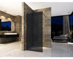 Luxelvia Inloopdouche Douchewand 80 x 200 cm – 8mm Getint glas met Anti-kalk Nano-coating | Vrijstaande Douchewand