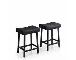 Luxevo Barkrukken Set van 2 - 61 cm - Kunstleer - Met Voetensteun - Zwart