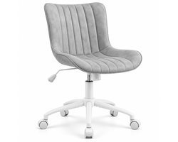 Luxevo Bureaustoel - 360° Draaibaar – Gestoffeerde Design Stoel met Gegolfde Rugleuning – Compacte Thuiswerkstoel – 60 x 63 x 79 cm – Grijs