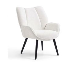 Luxevo Fauteuil – Scandinavische Accent Stoel met Hoge Rugleuning – Ribfluweel Wit