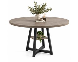Luxevo Ronde Eettafel – 120cm - 4-6 personen - Industrieel & Rustiek - Grijs