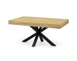 Luxevo Salontafel - 110 cm - Rechthoek - Industrieel Design - Koffietafel met Zwart Kruisframe - Houtlook Tafelblad
