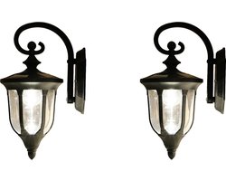 Luxform Chiswick wandlampen - zonne-energie lantaarn 36 cm - 2 stuks - stijlvol ontwerp voor buitengebruik