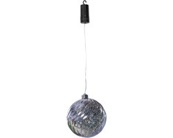 Luxform Hanglamp op batterijen Ball Swirl LED zilverkleurig