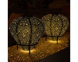 Luxform Oosterse Tyvek lantaarn - zonne-energie 30 cm - 1 stuk - met metalen standaard en spanbeugel