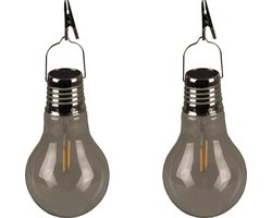 Luxform - Solar 2x Glazen Hanglampen - Filament LED - Werkend op zonne-energie - Set van 2 stuks - 17 cm hoog