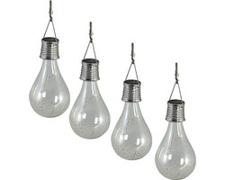 Luxform - Solar 4x Glazen Hanglampen - LED - Werkend op zonne-energie - Set van 4 stuks - 14 cm hoog
