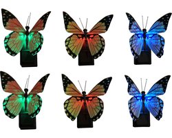 Luxform Solar tuinverlichting - set van 6 vlinderlampen op zonne-energie - Mooie vlinders als padverlichting - tuinverlichting