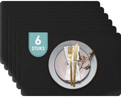 Luxify Lederlook Placemats - Dubbelzijdig - Placemat voor op tafel - 45 x 30 cm - Onderlegger - 6 Stuks - Zwart