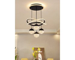 LuxiLamps – 4 Bollen Hanglamp – Kroonluchter Woonkamer, Eet tafel – 100w dimbaar met afstandsbediening.