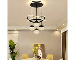 LuxiLamps - 4 Bollen Hanglamp - Kroonluchter Woonkamer - Zwart - Moderne lamp - 40 cm - Hanglamp