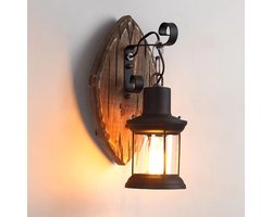 LuxiLamps - Antieke Retro Vintage Wandlamp - Industriële Houten Muur Verlichting - Bar - Restaurant - Moderne Muurlamp