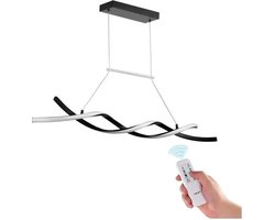 LuxiLamps - Hanglamp - Moderne Kroonluchter Verlichting - 100 cm - Zwart - Dimbaar Met Afstandsbediening - Boven De Eettafel - LED Hanglamp - 24W