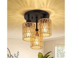 LuxiLamps - Hennep Touw Plafondlamp - Rotan Vintage Lamp - E27 - Decoratieve Kunst Kroonluchter - Handgeweven - 25 cm