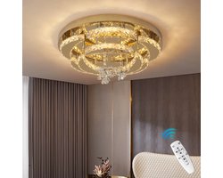 LuxiLamps - Maan Crystal LED Lamp - Met Afstandsbediening - Goud - Moderne Lamp - Kristal Kroonluchter - Woonkamer Lamp - Plafonniere