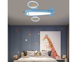 LuxiLamps - Vliegtuig Plafondlamp - Babykamer Decoratielamp - Met Afstandsbediening - Kinderkamer Lamp - Kroonluchter - Blauw - 60 cm - Plafonnière