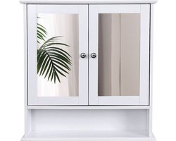 Luxiqo® Spiegelkast Badkamer - Badkamerkast - Spiegelkast - Dubbele Spiegel - Badkamerkast Hangend - 56 x 13 x 58cm - Wit