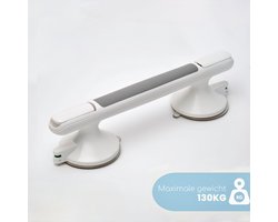 Luxor Home® Veiligheidsgreep - Handgreep Met Zuignap - Wandbeugel Badkamer - Badkamer Steun zonder Boren - Veiligheidsindicator - Trekvermogen tot 130KG - Uitsluitend Gladde Wand - Grijs