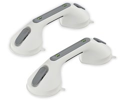 Luxor Home® Veiligheidsgreep - Handgreep Met Zuignap - Wandbeugel Badkamer - Douche Steun zonder Boren - Vochtbestendig - Trekvermogen tot 130KG - Inclusief Veiligheidsindicator - 2 Stuks