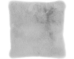 -LUXOR- living Coste Kunstbont sierkussen in schapenvachtlook - pluizig knuffelkussen bankkussen voor decoratie woonkamer 40 x 40 cm grijs 1 stuk