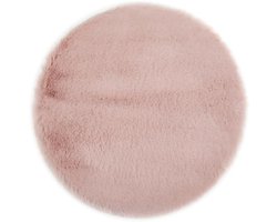 -LUXOR- living Coste Zitkussen van kunstbont, stoelkussen als decoratie, woonkamer of stoelkussen, gezellig zitkussen, stoel, sierkussen, 40 x 40 cm, rond, oudroze, set van 4