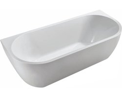 Luxor Wall Half Vrijstaand Ligbad - 170x75cm inclusief Chromen Waste - Voor Wiesbaden