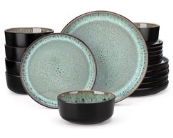 Luxora Bordenset – Dinerborden – 6 persoons – 24 delig – Donkergroen Keramisch – Ontbijtborden – Stijlvol keramiek