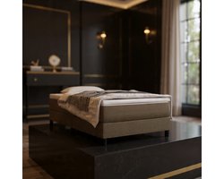 LuxorDream™ Premium Stoffen Bedframe 90x200 cm – Luxe Taupe Modern Design Bed zonder Matras – Sterk, Stabiel & Ademend Slaapbed met Multiplex Lattenbodem - House&Garden