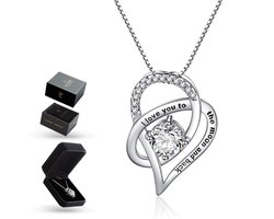 Luxore “I love you to the moon and back” Ketting - Cadeautje voor Vrouw – Liefdes Verrassing - Geschenkset - Zilverkleurig