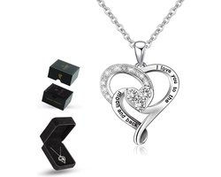 Luxore “I love you to the moon and back” Ketting - Cadeautje voor Vrouw – Liefdes Verrassing - Valentijn Geschenkset – Zilverkleurig