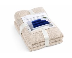 LuxTowels Handdoek Set 3-Delig Beige 600gr – Gezichtshanddoek 40x60 cm, Handdoek 50x90 cm & Badhanddoek 70x140 cm – Zacht & Absorberend Katoen – Luxe Badkamer Set Beige