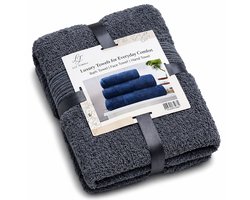 LuxTowels Handdoek Set 3-Delig Donker grijs 600gr – Gezichtshanddoek 40x60 cm, Handdoek 50x90 cm & Badhanddoek 70x140 cm – Zacht & Absorberend Katoen – Luxe Badkamer Set
